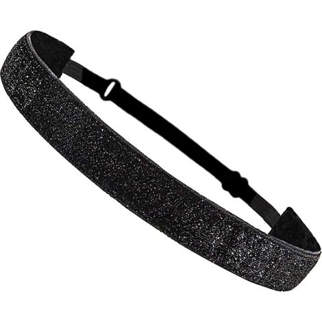 Bandeaux à paillettes réglables et antidérapants - Accessoires de cheveux élastiques pour la gymnastique - Cadeaux extensibles pour femme - Noir (1/5)