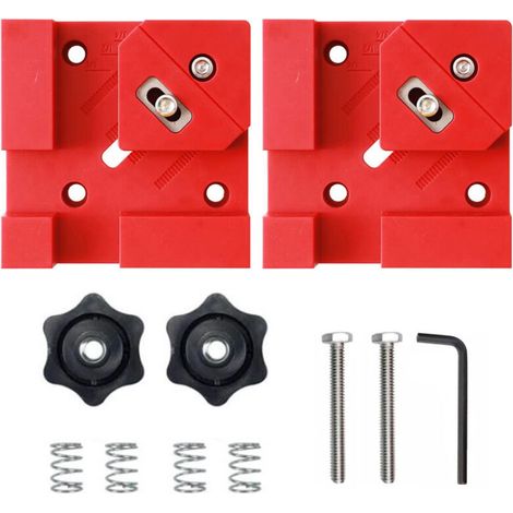 Lot de 2 pinces multifonctions à 90 degrés adaptées pour la menuiserie en bois et l'installation de fixations d'ébénisterie, assemblage de meubles（Rouge）