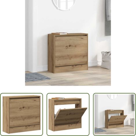 Rangement chaussures - Cabinet à chaussures avec porte Chêne artisanal 60 x 21 x 57 cm (1/5)