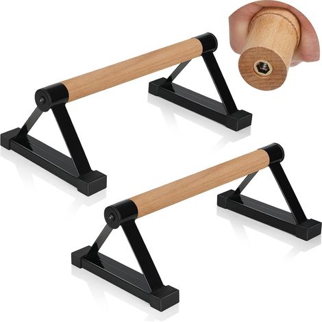 Houten barre per flessioni Barre per parallele Barre per verticali antiscivolo per ginnastica ritmica, fitness, allenamenti Vloer Massief Hout met Stevige Metalen Beugel, Ondersteuning 500 Lbs (1/5)