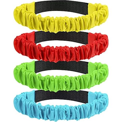Lot de 12 Bandes élastiques à 3 Pieds pour Course à Pied, 4 Couleurs Assorties pour la Famille, Les Enfants, Les Amis, Les fêtes, Le Carnaval, Le Jardin, Les Jeux de Course de Relais (1/5)