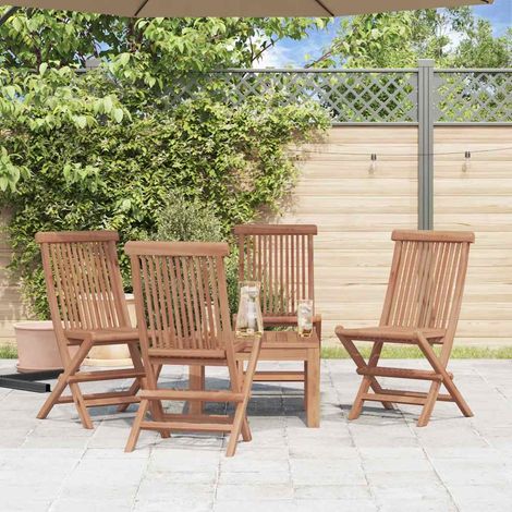 4 pcs Chaises pliables de jardin, Chaises de jardin à dîner, Fauteuils de jardin Bois de teck solide BGT71502 (1/5)