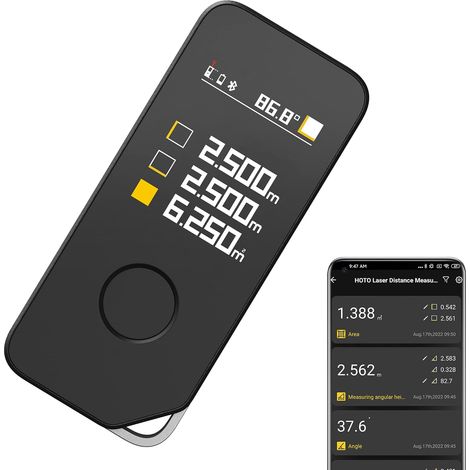 Pro 50M Digitales Laser-Entfernungsmessgerät, mit Bluetooth-Lasermessung, LED-Farbdisplay, Echtzeitmessung, Meter/Zoll/Fuß, ±2 mm Genauigkeit, 5 Modi, Entfernung/Winkel/Höhe/Fläche/virtuelles Lineal (1/5)
