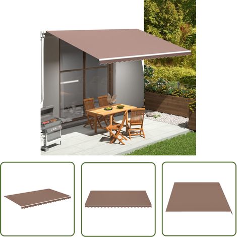 The Living Store Tissu de remplacement pour auvent Marron 5x3 m - Tissus D'ombrage - Auvent De Jardin - Toile D'auvent - Parasol De Terrasse - Protection Solaire (1/5)