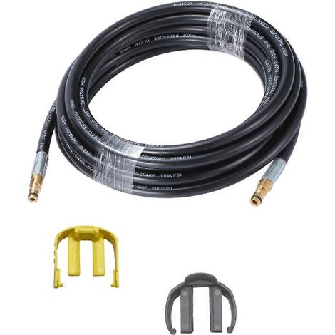 Tuyau de vidange pour nettoyeur haute pression de 6 mètres, compatible avec les buses de nettoyage et les nettoyeurs de tuyaux K2 et K3, avec clips. (1/5)