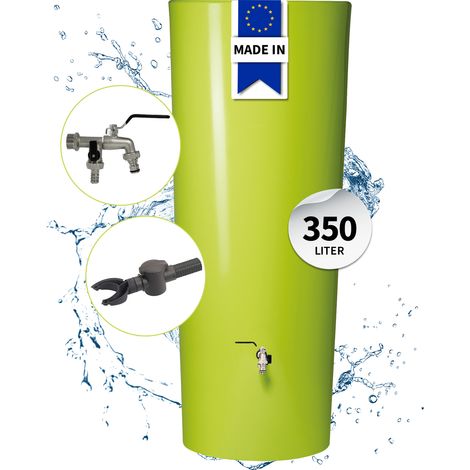 GARANTIA COLOR 2in1 Regentonne Komplett-Set 350 Liter apple inkl. Chrom-Doppelauslaufhahn und Fallrohranschluss (1/5)