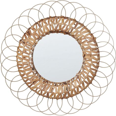 Wandspiegel PAMOL 67 cm 67 cm Geflecht Naturfarben