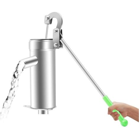 Pompe à bras - Pompe à eau manuelle - En acier inoxydable - Pour eaux souterraines - Avec tapis anti-fuite - Adaptateur pour jardins, parcs, étangs (1/5)