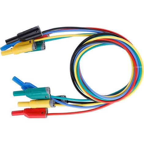 Lot de 5 Fils de Test de Fiche Banane 4 Mm 14 AWG en Silicone étamé pour Alimentation Multimètre, Fil de Sonde Haute Tension Empilable, Code Couleur 1000 V 10 A (1/5)