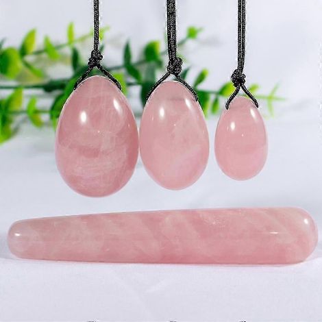 1 Ensemble d'œufs de yoni en quartz rose naturel, jade, cristal de guérison, bâtonnet de massage, pierre pour exercices de Kegel, pierre de guérison Reiki pour femmes - Yvan (1/5)