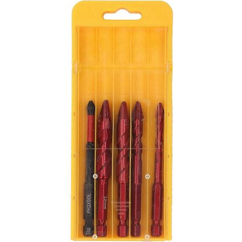 5-teiliges Set Exzenterbohrer 6 8 10 12 mm 1/4 Zoll Sechskantschaft Schrägkopf Exzenter-Spiralbohrer
