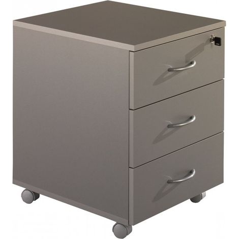 Caisson de Bureau 3 Tiroirs Alu Roulettes L 41 H 56 P 50 cm