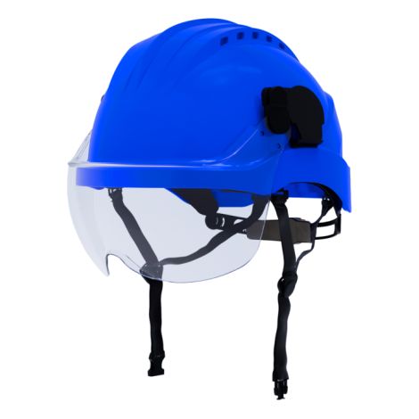 Casco de protección Curro Visor azul CLIMAX              Transparente