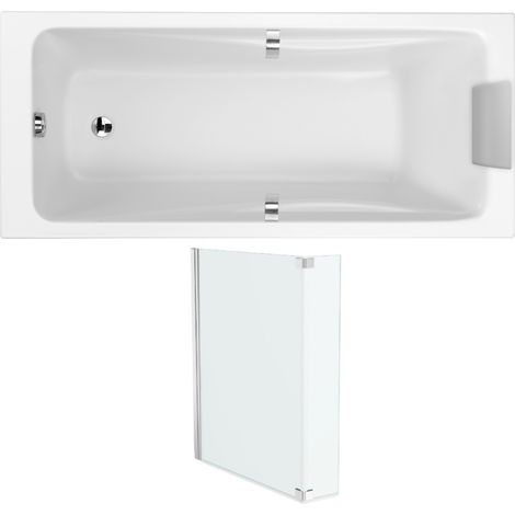 Pack baignoire droite 180 X 90 JACOB DELAFON Odéon up + pare bain 2 volets chromé (1/5)