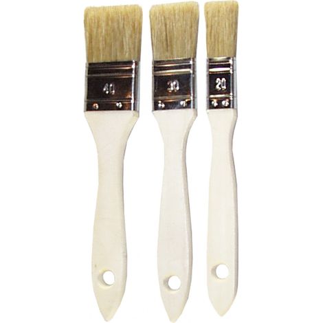Nespoli – Lot de 3 pinceaux plats – Largeurs 20, 30 et 40 mm – Manche en bois pour prise en main agréable – Poils souples pour application fluide