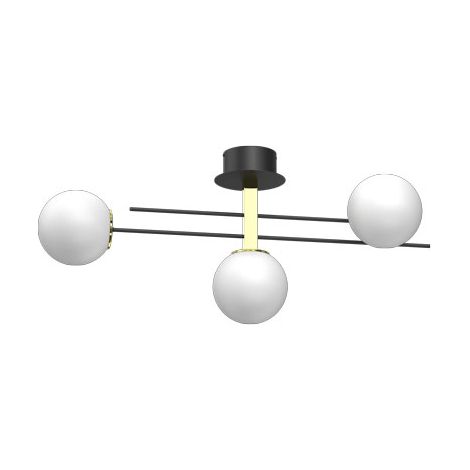 Plafonnier noir/or 3 globes verre Satelit 3xE27 Luminex