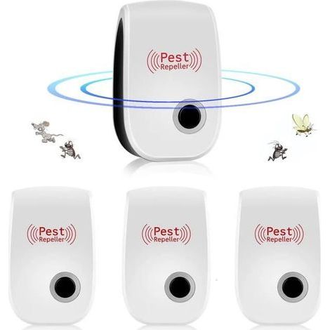 Ultrasonic Mouse Repeller, Indoor Ultrasonic Pest Control for Rodents and Insects (Cockroaches), Set of 4 (1/4)