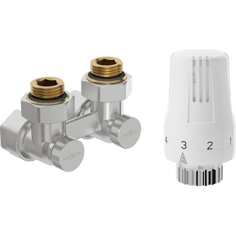 Mexen G01 Thermostat-Set Zweirohr DN50, Eckventil 1/2"x16 mm, Nickel - W911-016-918-01 (1/2)