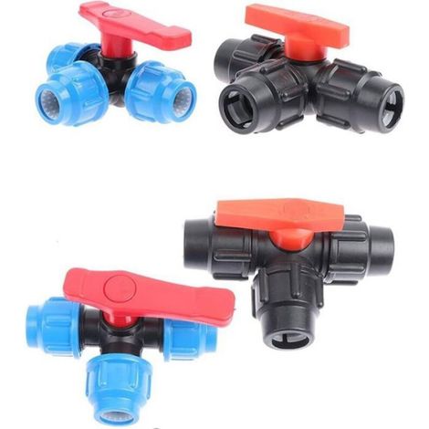 Vanne Trois Voies - Diamètre Interne 32 mm - Type T - Raccordement Rapide - 1 Pièce (1/4)