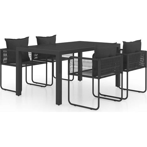 Maison Exclusive - 5-tlg. Garten-Essgruppe PVC Rattan Schwarz (1/5)