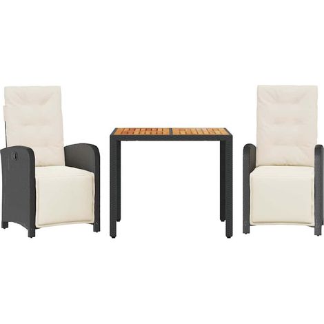 Maison Exclusive - Set da Bistrò 3 pz con Cuscini Nero in Polyrattan (1/5)
