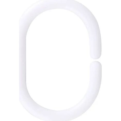 12 pcs Anneaux de rideau de douche, forme C, plastique anti-rouille, pour rideaux de bain, salle de bain, vestiaire (1/5)