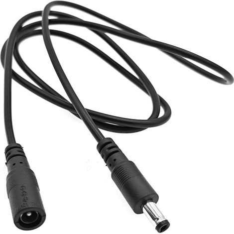 1M CC Câble d'alimentation, fiche 5,5 x 2,1 mm, Adaptateur Secteur 5V 6V 9V 12V 24V CC, câble d'alimentation Femelle-mâle 2,1 mm x 5,5 mm pour Ruban LED, routeur, caméra IP, Noir (1/5)