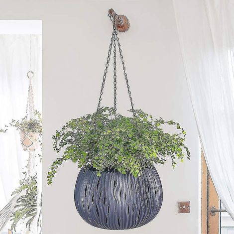 Panier suspendu ajouré moderne - Grand pot de fleurs suspendu de 29 cm - Pots décoratifs d'intérieur et d'extérieur avec trous de drainage et chaîne - Parfait pour (1/3)