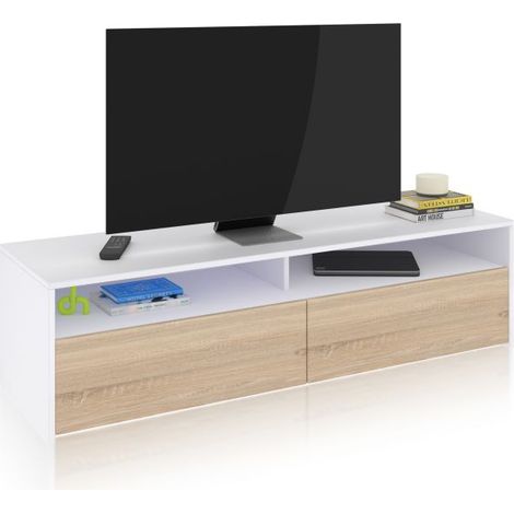 Mueble TV Elba 2 puertas Blanco Artik (Blanco Mate) - Roble Canadian (ancho) x 35,5cm (alto) (1/5)