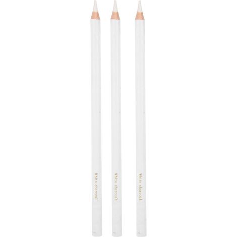 Lot de 3 crayons de charbon blanc professionnels pour croquis, rehauts et dessin artistique (1/5)