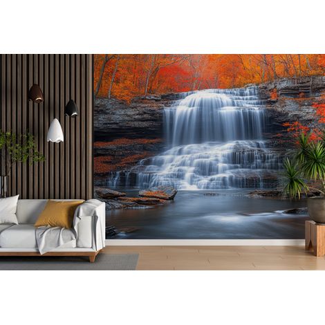 Papier peint cascades - torrent des roches rouges - 150 x 250 cm (1/2)