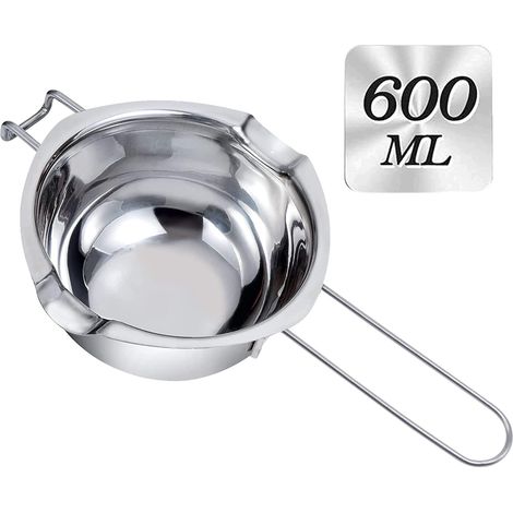 Bol de Fusion 600 ml,Bain-Marie en Acier Inoxydable 304 pour Chocolat, Sucre, Outil de Cuisine, Beurre, Fromage et Bougies