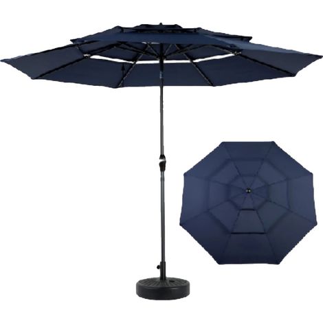 Parasol de patio cantilever, construction durable, couverture d'ombre généreuse, Bleu (1/2)
