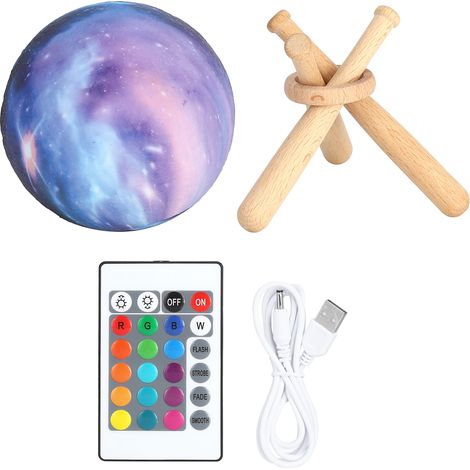 Lampe Lune LED 3D 16 Couleurs RGBW 10cm avec Télécommande et Toucher, Lampe de Chevet pour Maison (1/5)