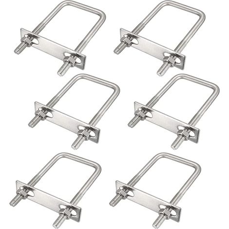 6 Pièces Boulons Carrés U, M8 Acier Inoxydable pour Construction de Tubes et Applications Industrielles (40 x 100 mm) (1/5)