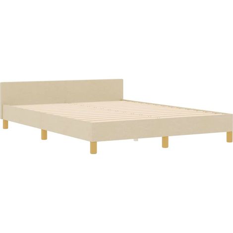 Estructura de cama con cabecera Crema 140 x 190 cm tela vidaXL (1/5)