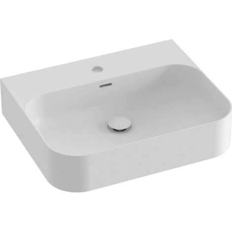 Ravak Ceramic - Lavabo 55x45 cm, con rebosadero, orificio para grifería, blanco mate XJX0E155006 (1/4)