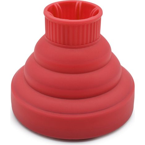 Diffuseur en silicone pour sèche-cheveux, pliable, léger et portable, adapté aux cheveux bouclés, usage salon et maison, rouge.