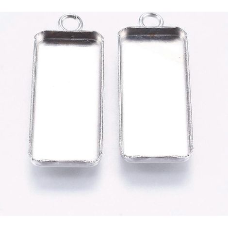 10 supports de cabochons rectangulaires en acier inoxydable 304 pour pendentifs, plateaux de support pour cabochons à bords lisses, 30 x 11 x 2 mm ( ) (1/3)