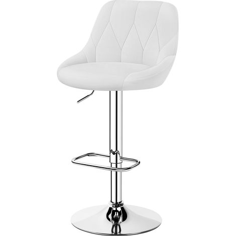 Homevive Juego de Taburetes de Bar de Altura Ajustable 86-107,5 cm Sillas de Bar Asiento Giratorio Reposapiés Cuadrado Estructura de Metal Galvanizado (Blanco, 1 Unidad) (1/5)