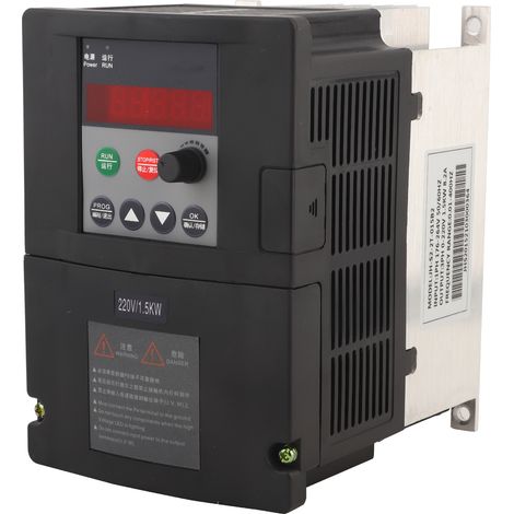 Variateur de fréquence mini 1.5KW monophasé triphasé boîtier aluminium noir protection multiple contrôle vectoriel (1/4)