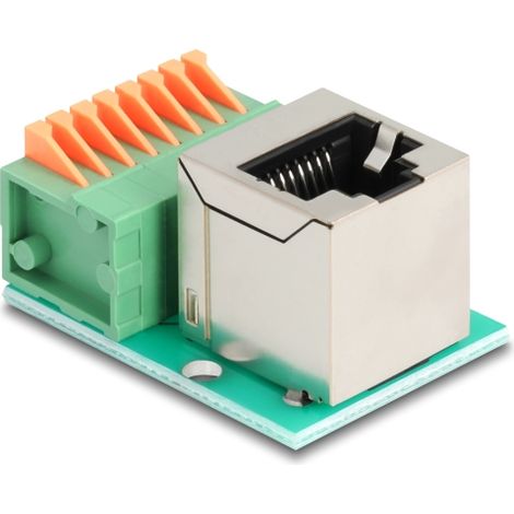Delock RJ45 hembra acodado 90Â° a bloque de terminales con pulsador Cat.5e
