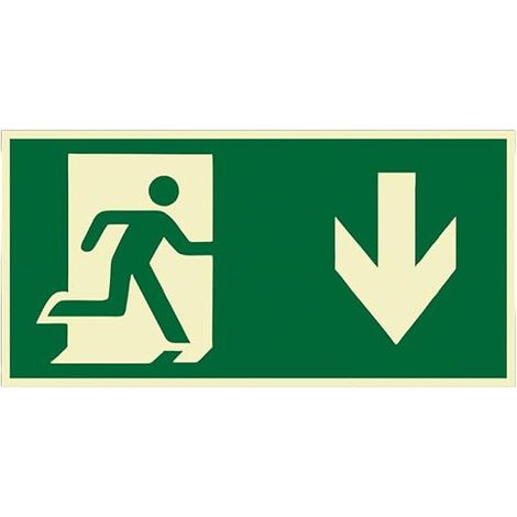 Photoluminescent Emergency Exit Sign Self Adhesive Weatherproof Fade Resistant Evacuation Signs 300 x 150 mm (1/5)
