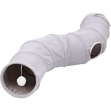 Tunnel Pour Chat - Tunnel Jouet Circulaire Pliable En Suède Gris - 124 x 26 cm - Pour Chat Et Chien (1/5)
