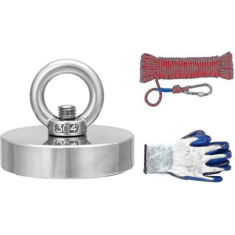 35–600 kg Neodym-Magnet für die Schatzsuche – 20 m Seil und Handschuhe inklusive – Maximale Zugkraft beim Magnetangeln (1/5)