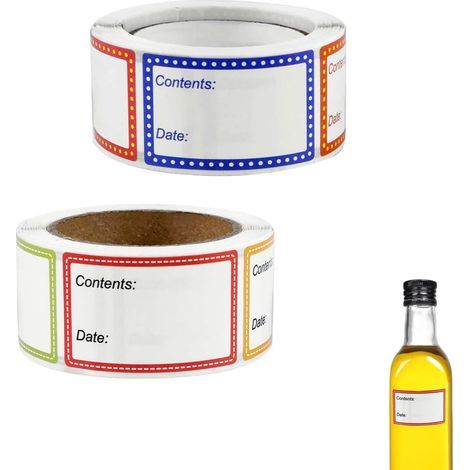 1000 Pieces 25 x 40 MM Food Label Stickers, 2 Rolls of Freezer Labels, Easy Peel Date Labels for Food, Removable Food Stickers (1/5)