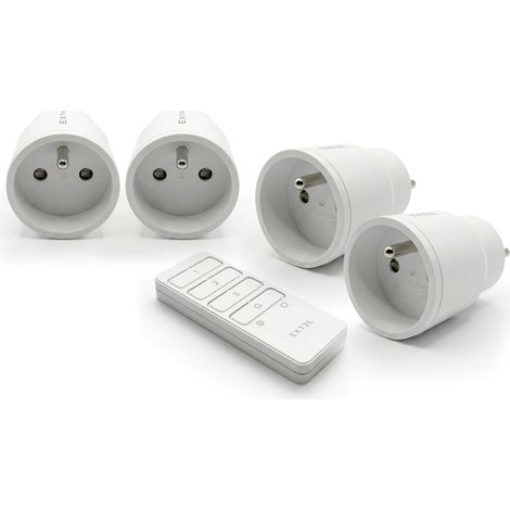 Kit 4 prises pilotables type E avec sa télécommande 433 MHz - Gamme CASA - 701003 (1/5)