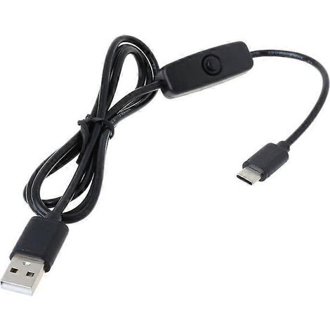 Câble USB avec interrupteur marche/arrêt, câble USB vers USB-C pour lampe ou ventilateur USB, noir (1/5)