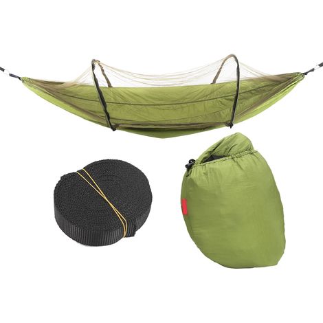 Hamac super léger automatique à ouverture rapide pour une personne, avec moustiquaire amovible, vert militaire (1/5)