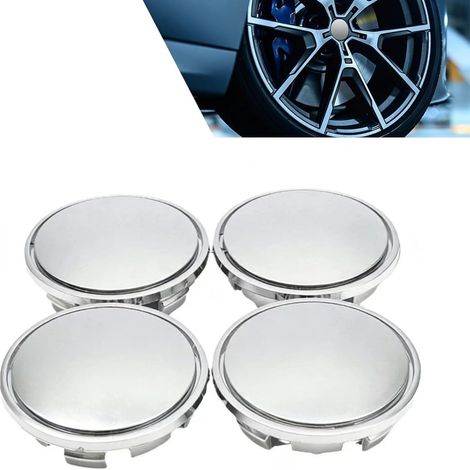 Set of 4 Wheel Centre Caps Compatible with Alloy Wheels (Outside Diameter 65 mm, Inner Diameter 56 mm) ABS Material with Various Wheel Trims Accessories (Silver) (1/5)